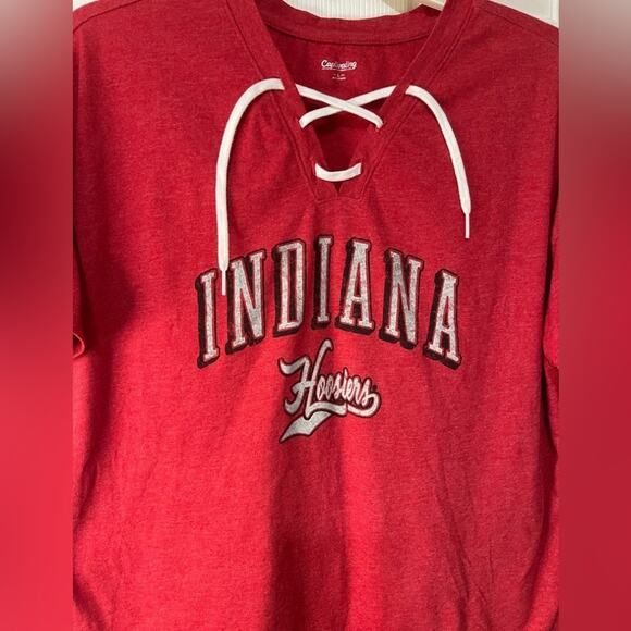 Captivating Red Indiana Hoosiers Red Lace Up Front Tee - Picture 2 of 4
